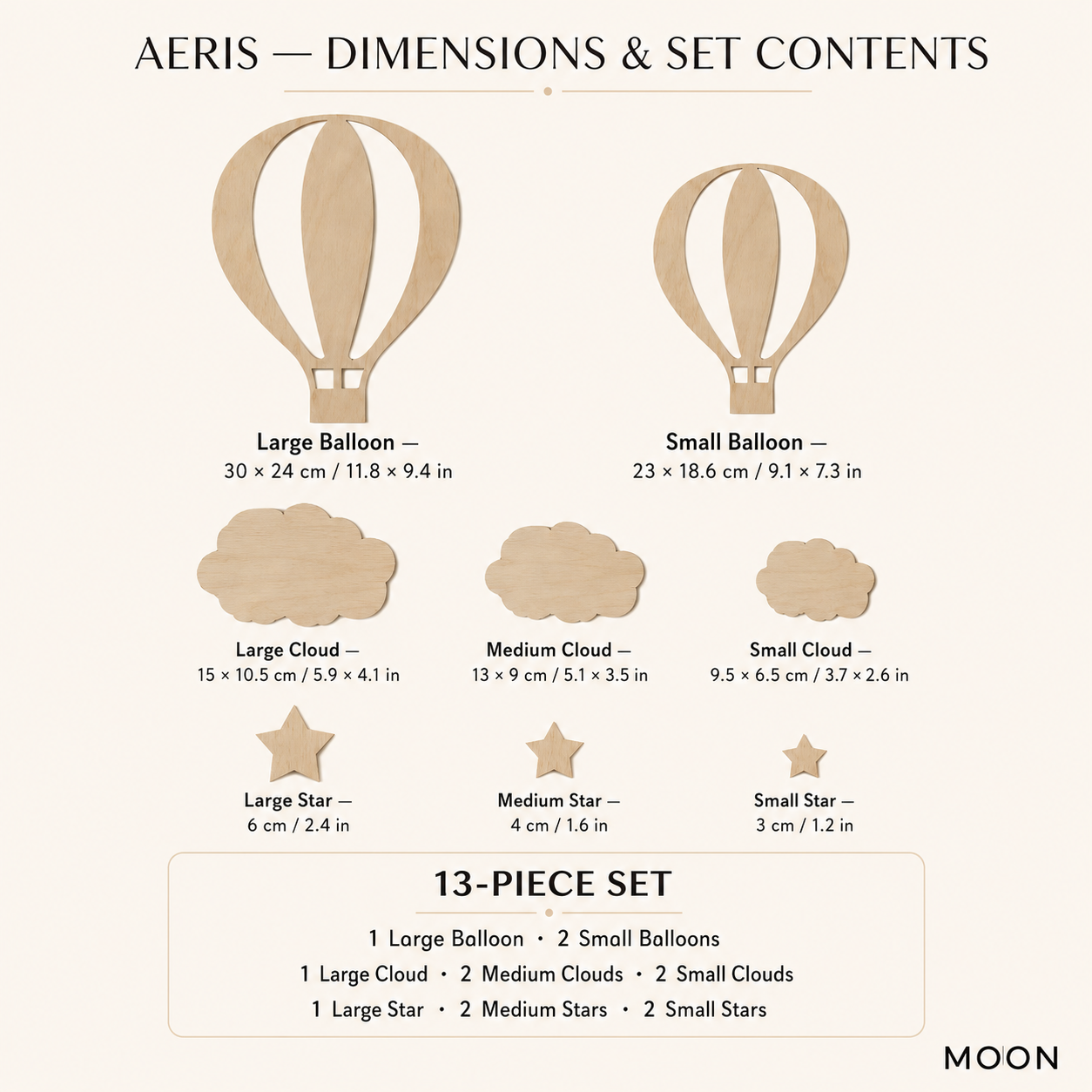 AERIS dimensions and set contents